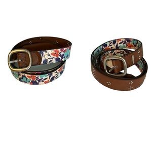 Reversible belt floral/brown studded 45”